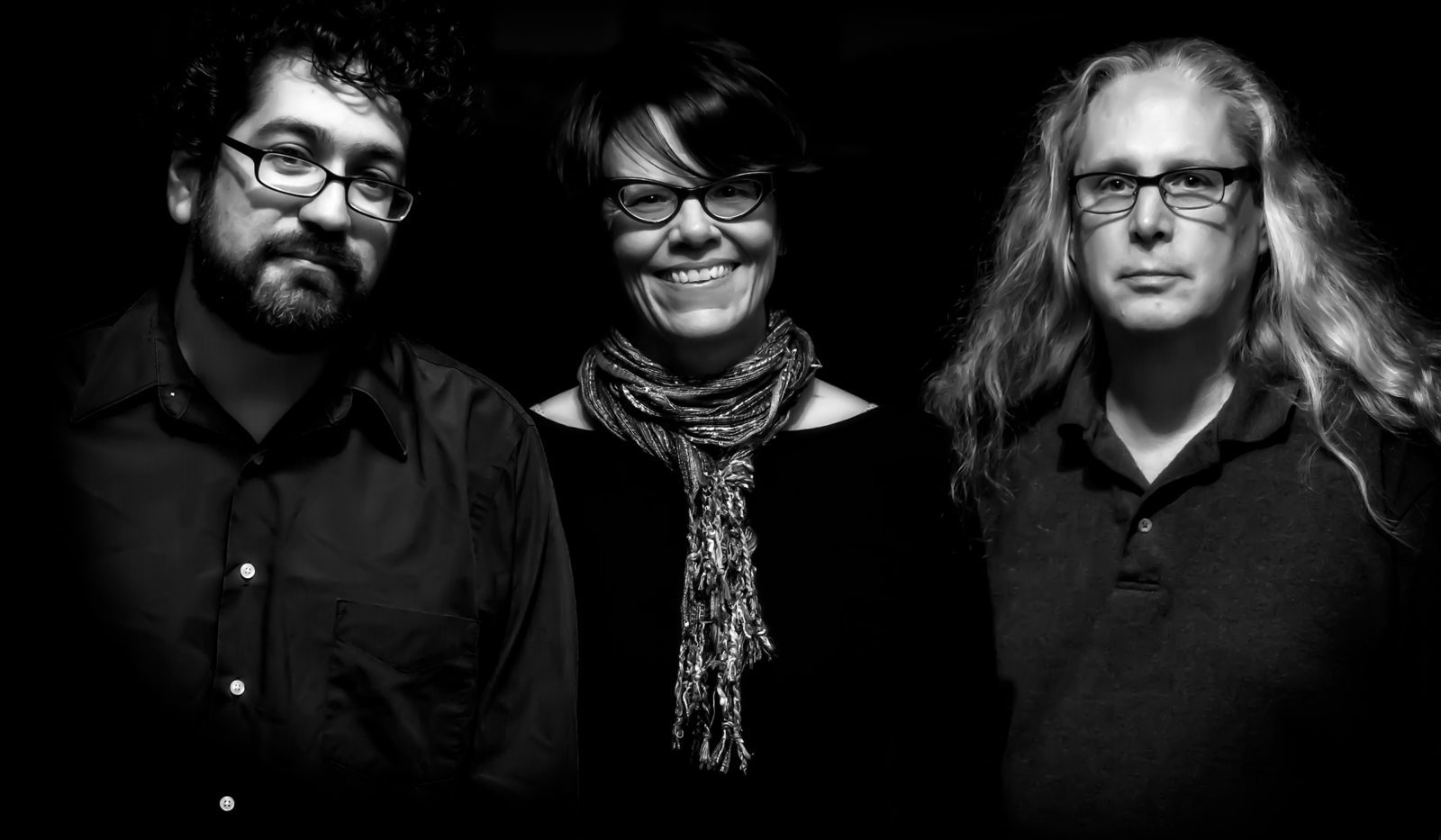 Jason Treviño, Tara Wright and Steve Circeo in black and white